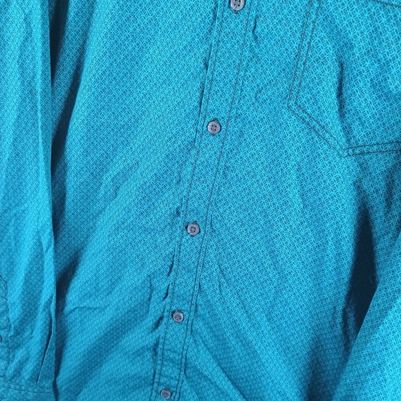 Gibson Trading Shirt Mens XXL Aqua Black Button Up Long Sleeve Geometric‎ Pocket - Picture 5 of 12